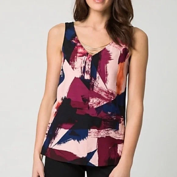 Viscose V Neck Metal Detail Sleeveless Top - Picture 2 of 3